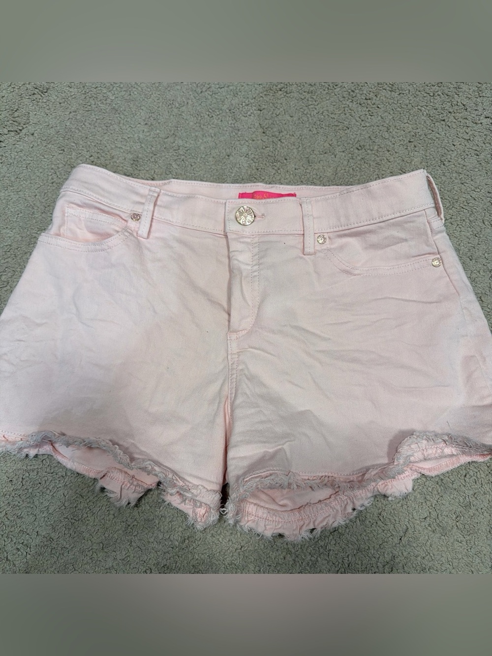 Lilly Pulitzer Pale Pink Frayed Hem Jean Shorts